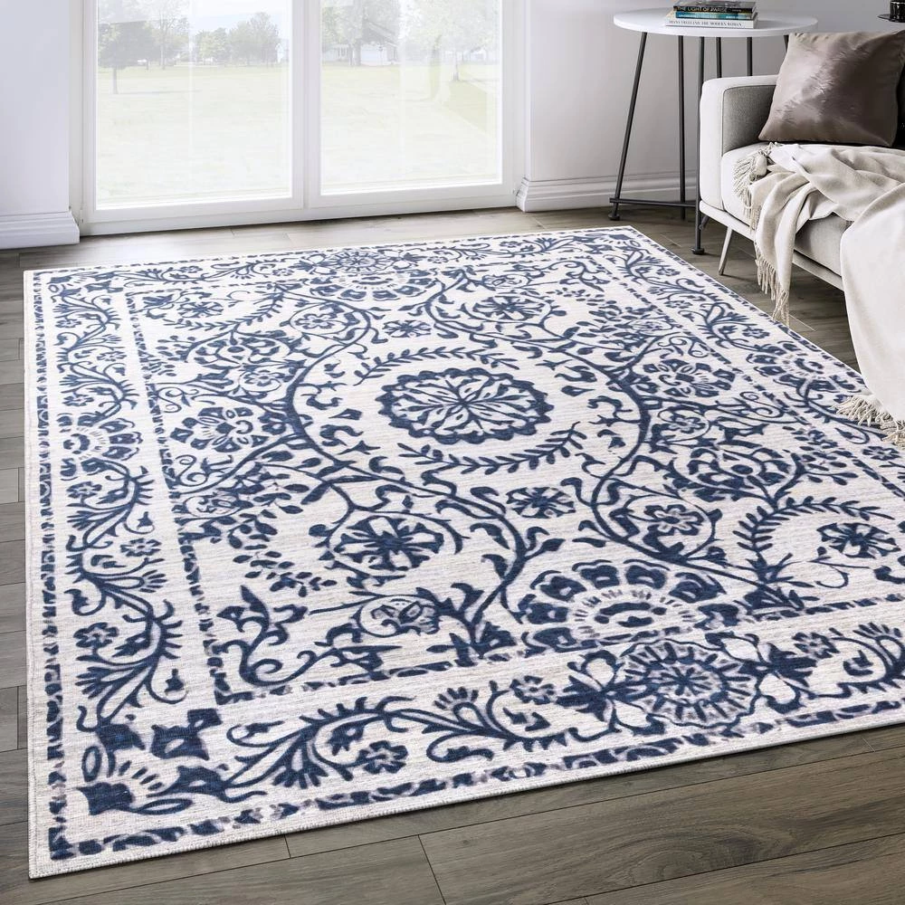 Abani Rugs Parker PAR110A Cream 5 ft. 3 in. x 7 ft. 6 in. Floral Medallion Rug 8 Abani Rugs Parker PAR110A Cream 5 ft. 3 in. x 7 ft. 6 in. Floral Medallion Rug - Image 6
