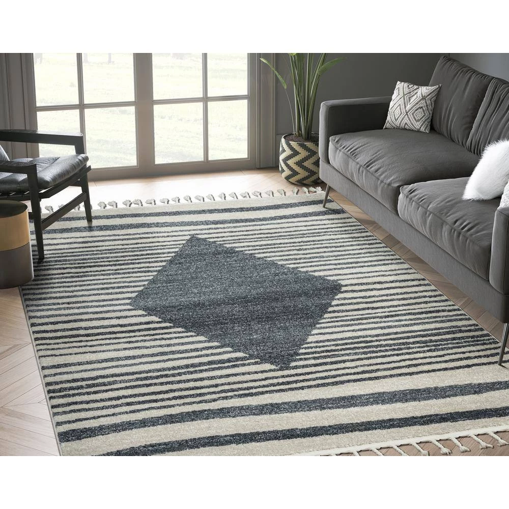 Tulum Cream 5.3 ft. x 7.6 ft. Striped Polypropylene Area Rug by Abani 9 Tulum Cream 5.3 ft. x 7.6 ft. Striped Polypropylene Area Rug by Abani - Image 7