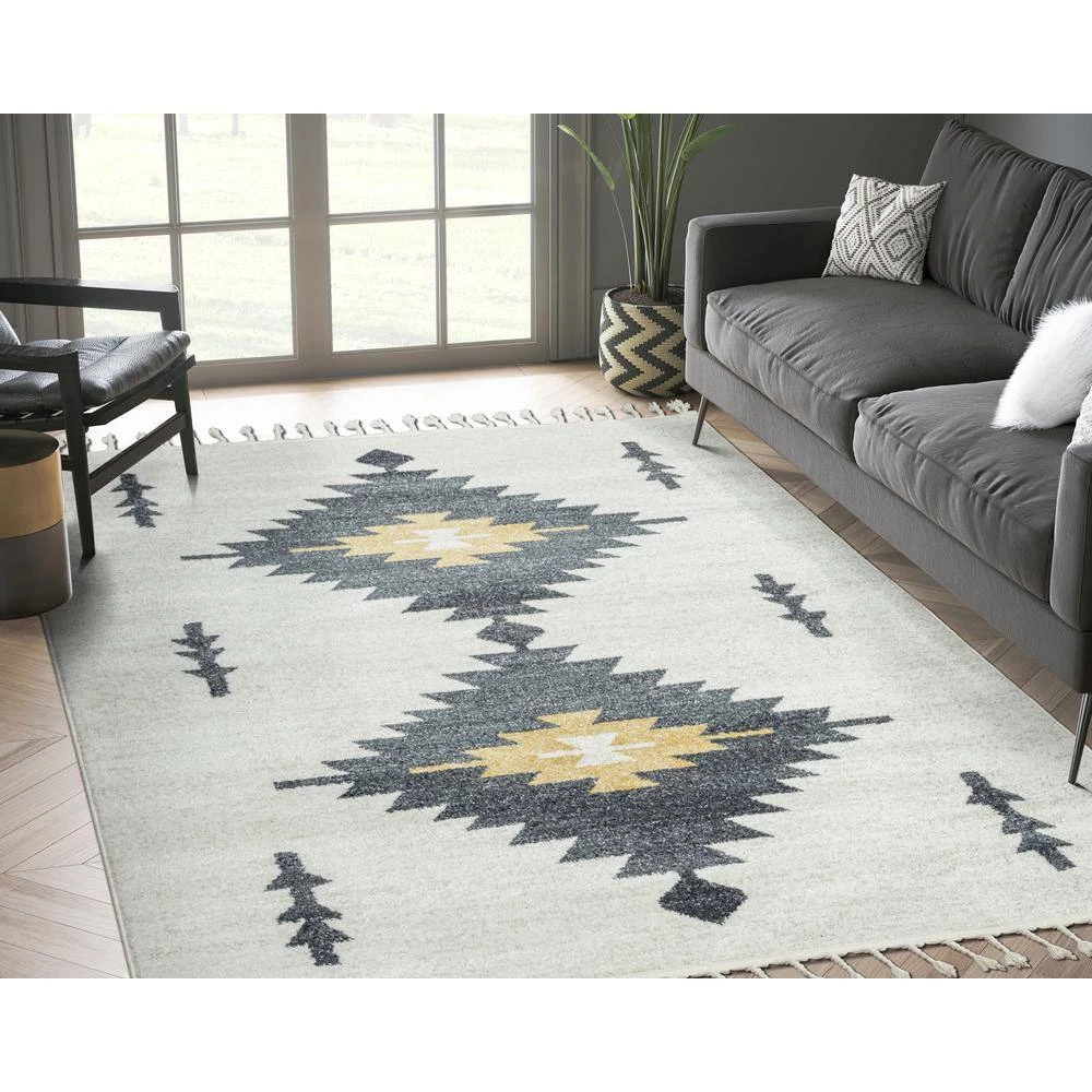 Tulum Cream 7.9 ft. x 10.2 ft. Abstract Polypropylene Area Rug by Abani 9 Tulum Cream 7.9 ft. x 10.2 ft. Abstract Polypropylene Area Rug by Abani - Image 7