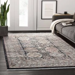Azure Grey 5 ft. 3 in. x 7 ft. 6 in. Oriental Polyester Area Rug by Abani -Abani Sales grey abani area rugs azr280a 5 31 1000
