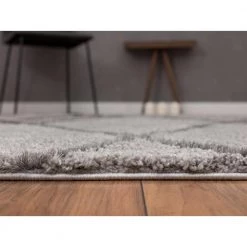 Boston Grey 5.3 ft. x 7.6 ft. Shag Polyester Area Rug by Abani -Abani Sales grey abani area rugs bos110a 5 4f 1000