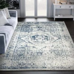 Casa Grey 7 ft. 9 in. x 10 ft. 2 in. Distressed Polypropylene Area Rug by Abani -Abani Sales grey abani area rugs cas180a 8 31 1000