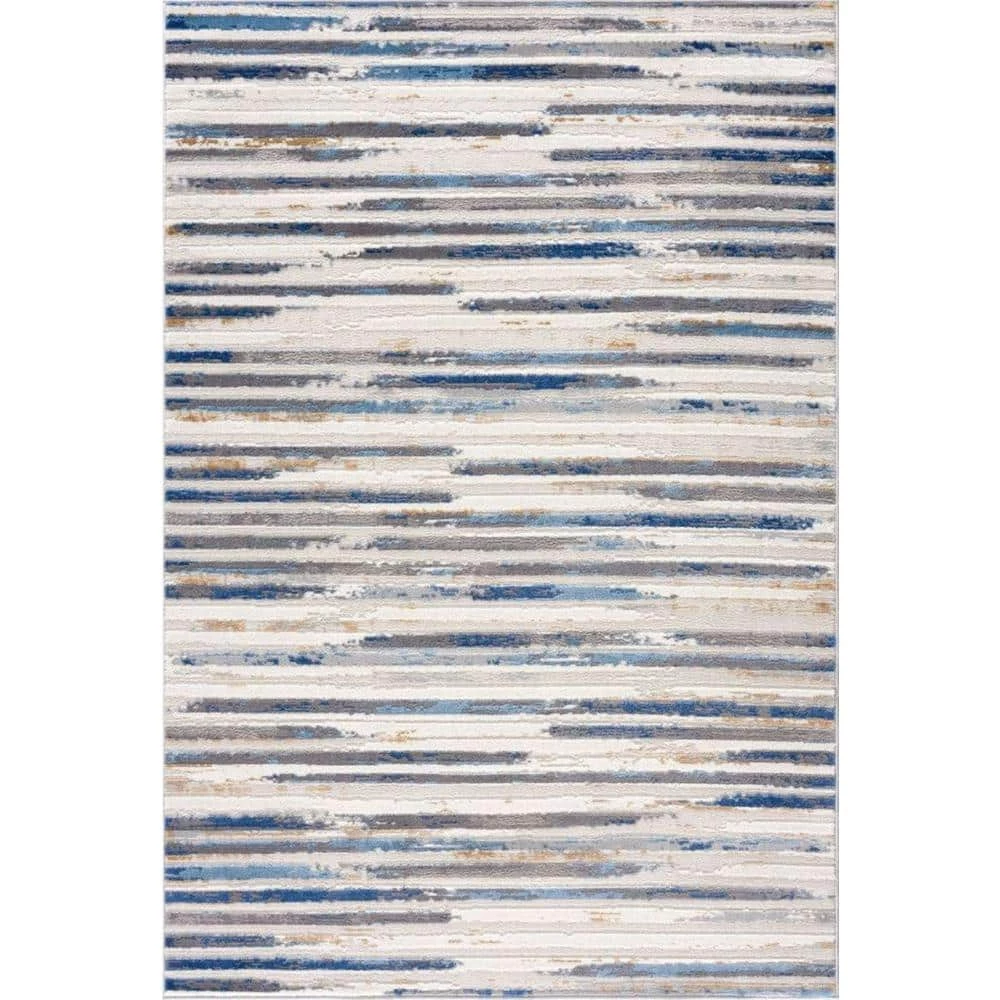 Dune Grey 5.3 ft. x 7.6 ft. Striped Polypropylene Area Rug by Abani 3 Dune Grey 5.3 ft. x 7.6 ft. Striped Polypropylene Area Rug by Abani