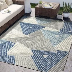 Hampton Grey 6 ft. x 9 ft. Geometric Polypropylene Area Rug by Abani -Abani Sales grey abani area rugs ham150a 6 31 1000