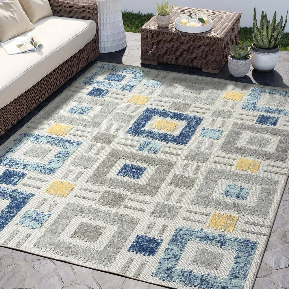 Hampton Grey 6 ft. x 9 ft. Geometric Polypropylene Area Rug by Abani 10 Hampton Grey 6 ft. x 9 ft. Geometric Polypropylene Area Rug by Abani - Image 8