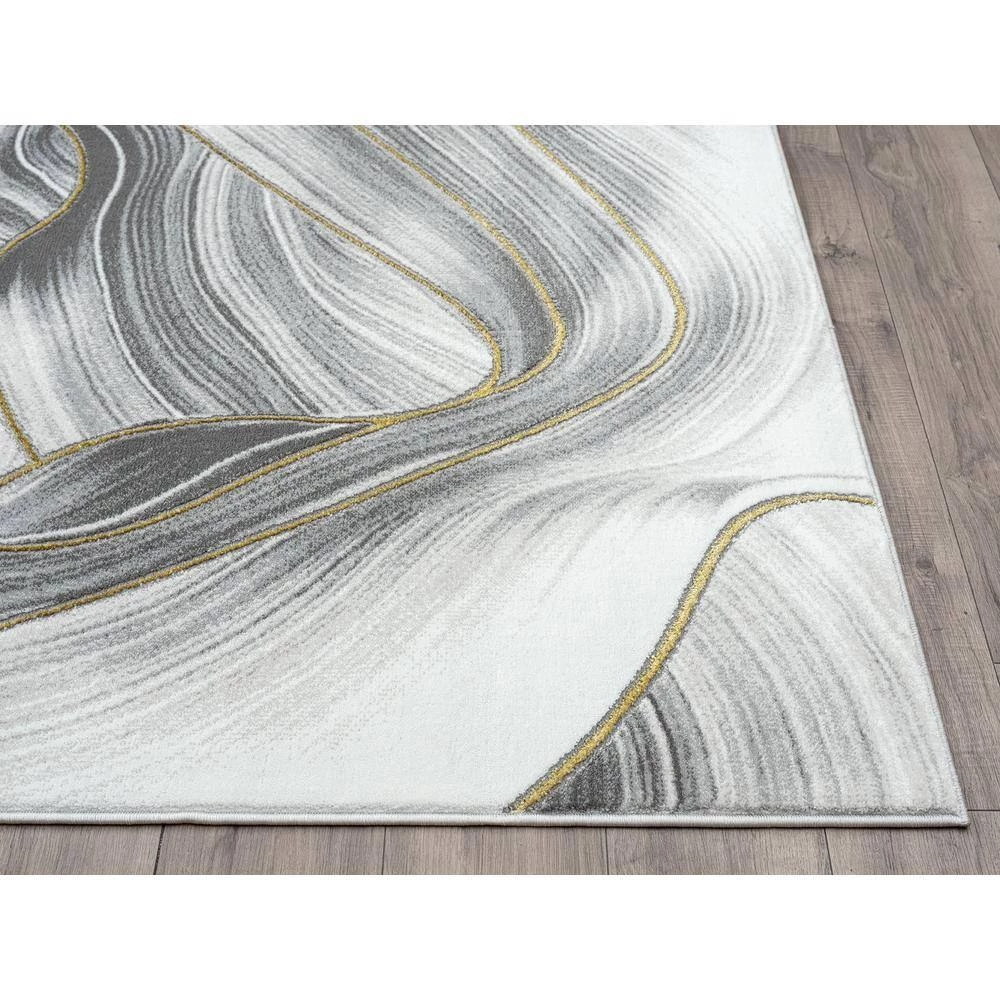 Luna Grey 4 ft. x 6 ft. Abstract Polyester Area Rug by Abani 5 Luna Grey 4 ft. x 6 ft. Abstract Polyester Area Rug by Abani - Image 3