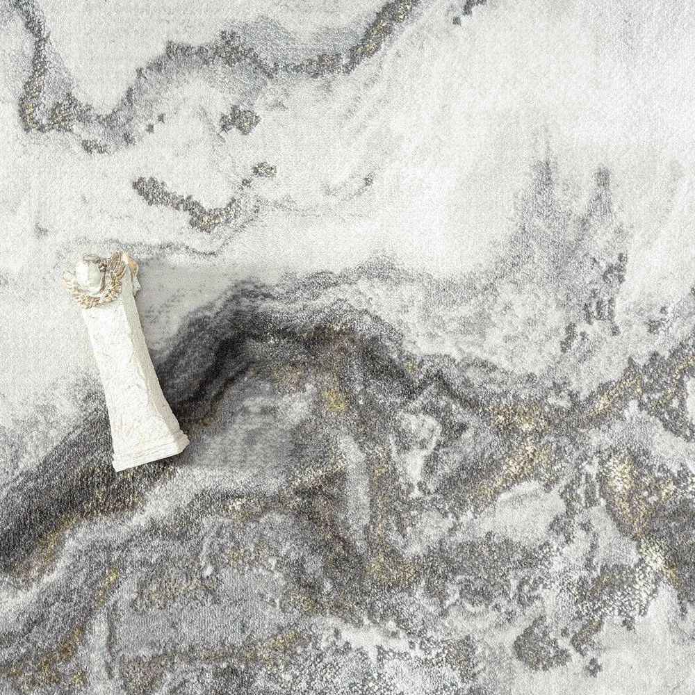 Luna Grey 4 ft. x 6 ft. Distressed Polyester Area Rug by Abani 7 Luna Grey 4 ft. x 6 ft. Distressed Polyester Area Rug by Abani - Image 5