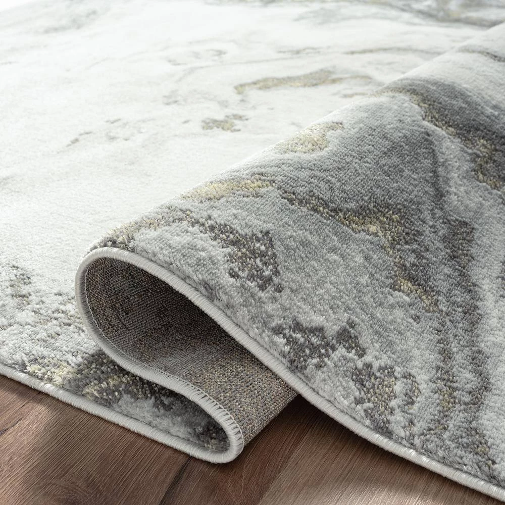 Luna Grey 4 ft. x 6 ft. Distressed Polyester Area Rug by Abani 6 Luna Grey 4 ft. x 6 ft. Distressed Polyester Area Rug by Abani - Image 4