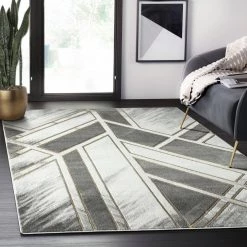 Luna Grey 4 ft. x 6 ft. Geometric Polyester Area Rug by Abani -Abani Sales grey abani area rugs lun280a 4 31 1000