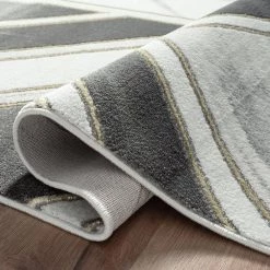 Luna Grey 4 ft. x 6 ft. Geometric Polyester Area Rug by Abani -Abani Sales grey abani area rugs lun280a 4 4f 1000