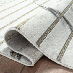 Luna Grey 5 ft. 3 in. x 7 ft. 6 in. Striped Polyester Area Rug by Abani -Abani Sales grey abani area rugs lun290a 5 4f 1000