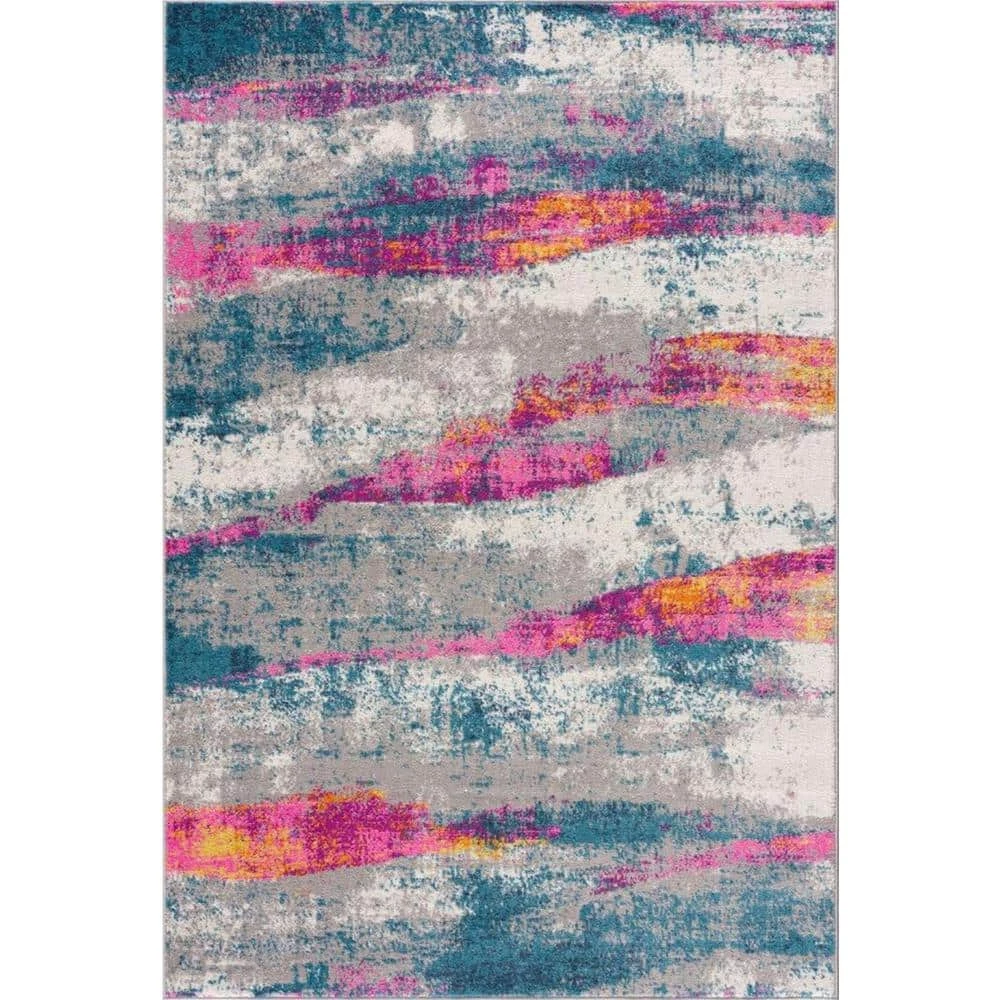 Malibu Grey 4 ft. x 6 ft. Striped Polypropylene Area Rug by Abani 3 Malibu Grey 4 ft. x 6 ft. Striped Polypropylene Area Rug by Abani
