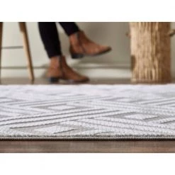 Nova Grey 5.3 ft. x 7.6 ft. Geometric Polyester Area Rug by Abani -Abani Sales grey abani area rugs nov150a 5 1f 1000