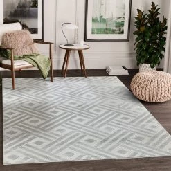 Nova Grey 5.3 ft. x 7.6 ft. Geometric Polyester Area Rug by Abani -Abani Sales grey abani area rugs nov150a 5 31 1000
