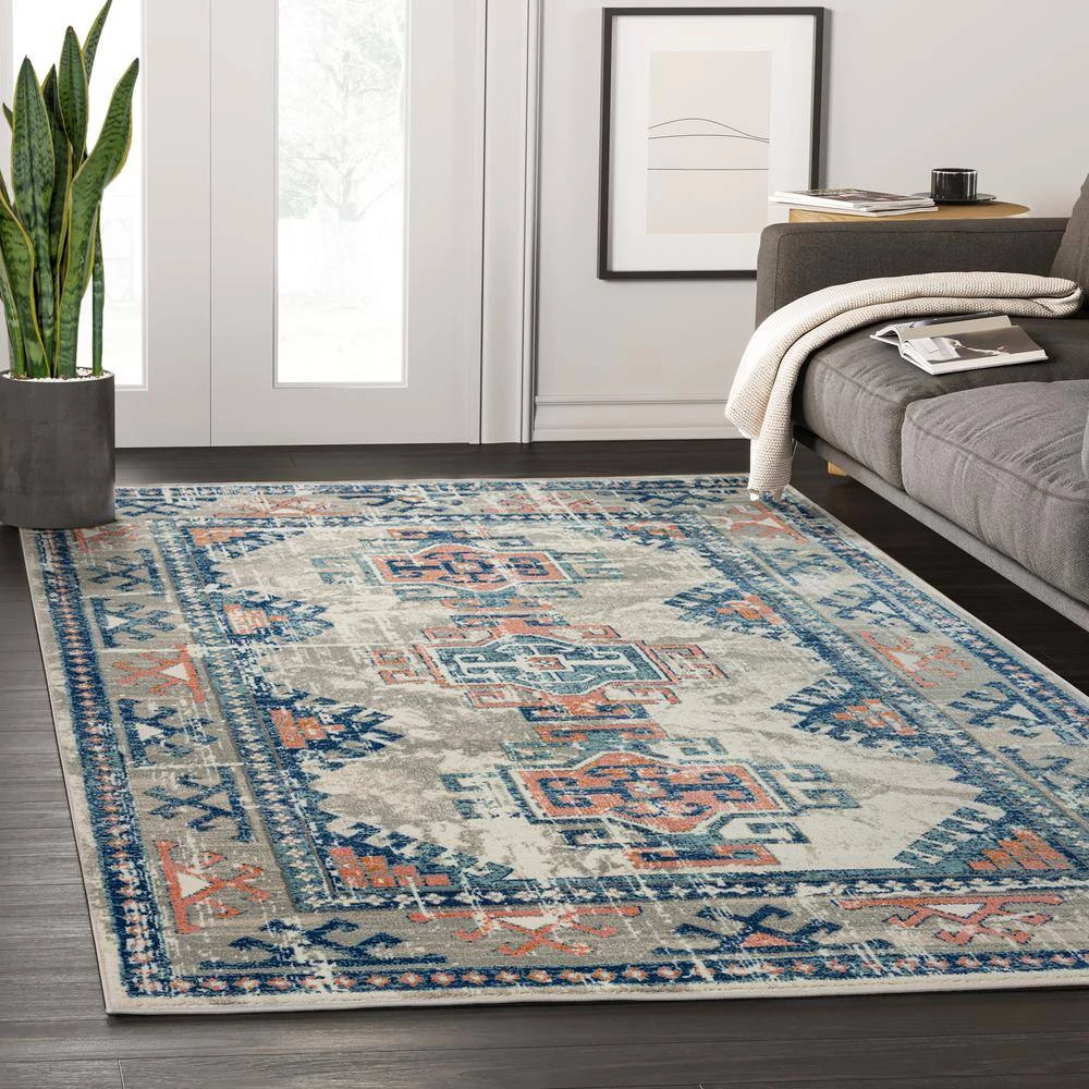 Porto Grey 7.9 ft. x 10.2 ft. Oriental Polypropylene Area Rug by Abani 9 Porto Grey 7.9 ft. x 10.2 ft. Oriental Polypropylene Area Rug by Abani - Image 7
