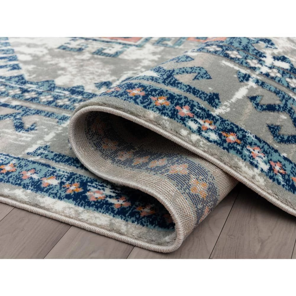 Porto Grey 7.9 ft. x 10.2 ft. Oriental Polypropylene Area Rug by Abani 6 Porto Grey 7.9 ft. x 10.2 ft. Oriental Polypropylene Area Rug by Abani - Image 4