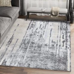 Quartz Grey 5 ft. 3 ft. x 7 ft. 6 in. Distressed Polypropylene Area Rug by Abani -Abani Sales grey abani area rugs qrz110a 5 31 1000