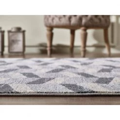 Quartz Grey 5 ft. 3 ft. x 7 ft. 6 in. Geometric Polypropylene Area Rug by Abani -Abani Sales grey abani area rugs qrz170a 5 1f 1000