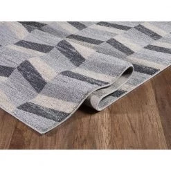 Quartz Grey 5 ft. 3 ft. x 7 ft. 6 in. Geometric Polypropylene Area Rug by Abani -Abani Sales grey abani area rugs qrz170a 5 4f 1000