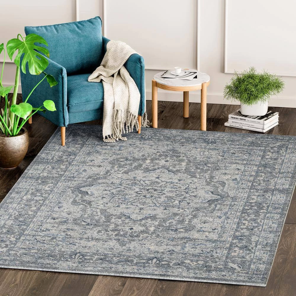Troy Grey 5 ft. 3 ft. x 7 ft. 6 in. Oriental Polypropylene Area Rug by Abani 8 Troy Grey 5 ft. 3 ft. x 7 ft. 6 in. Oriental Polypropylene Area Rug by Abani - Image 6