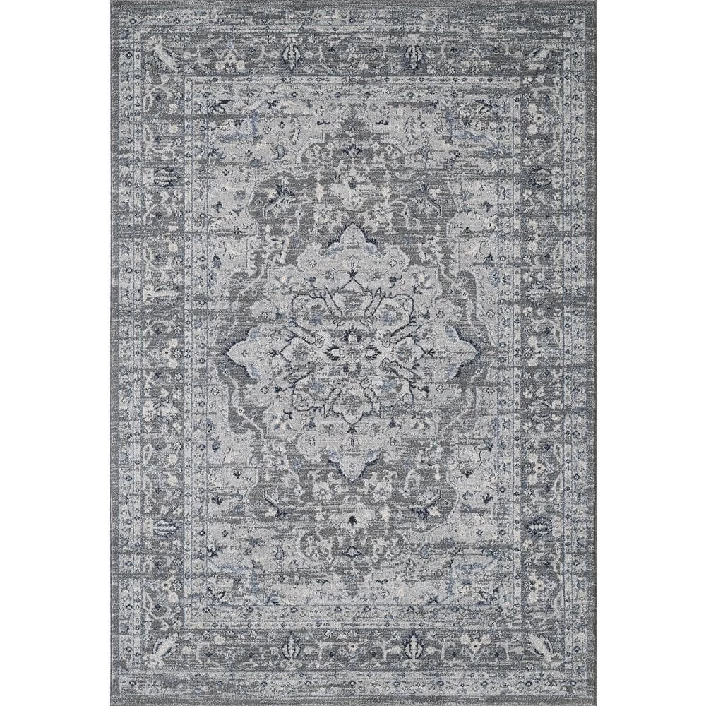 Troy Grey 5 ft. 3 ft. x 7 ft. 6 in. Oriental Polypropylene Area Rug by Abani 3 Troy Grey 5 ft. 3 ft. x 7 ft. 6 in. Oriental Polypropylene Area Rug by Abani