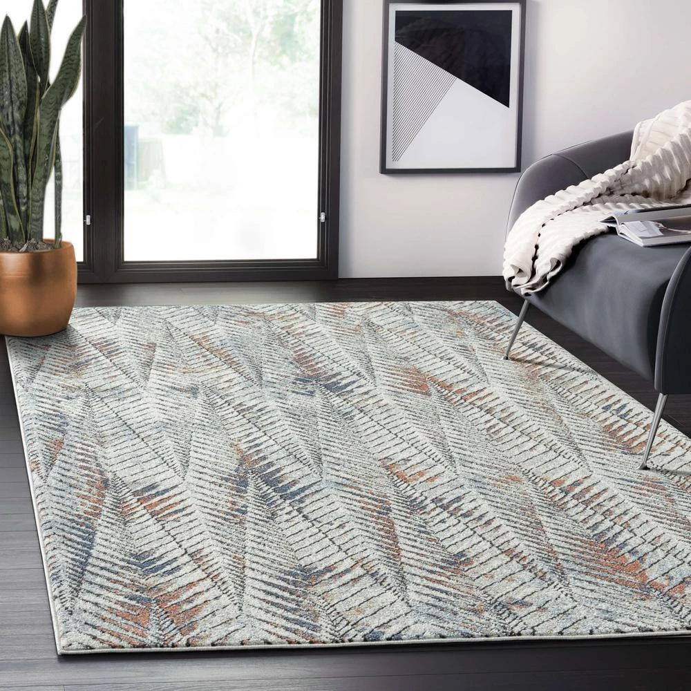 Venus Grey 4 ft. x 6 ft. Abstract Polypropylene Area Rug by Abani 11 Venus Grey 4 ft. x 6 ft. Abstract Polypropylene Area Rug by Abani - Image 9
