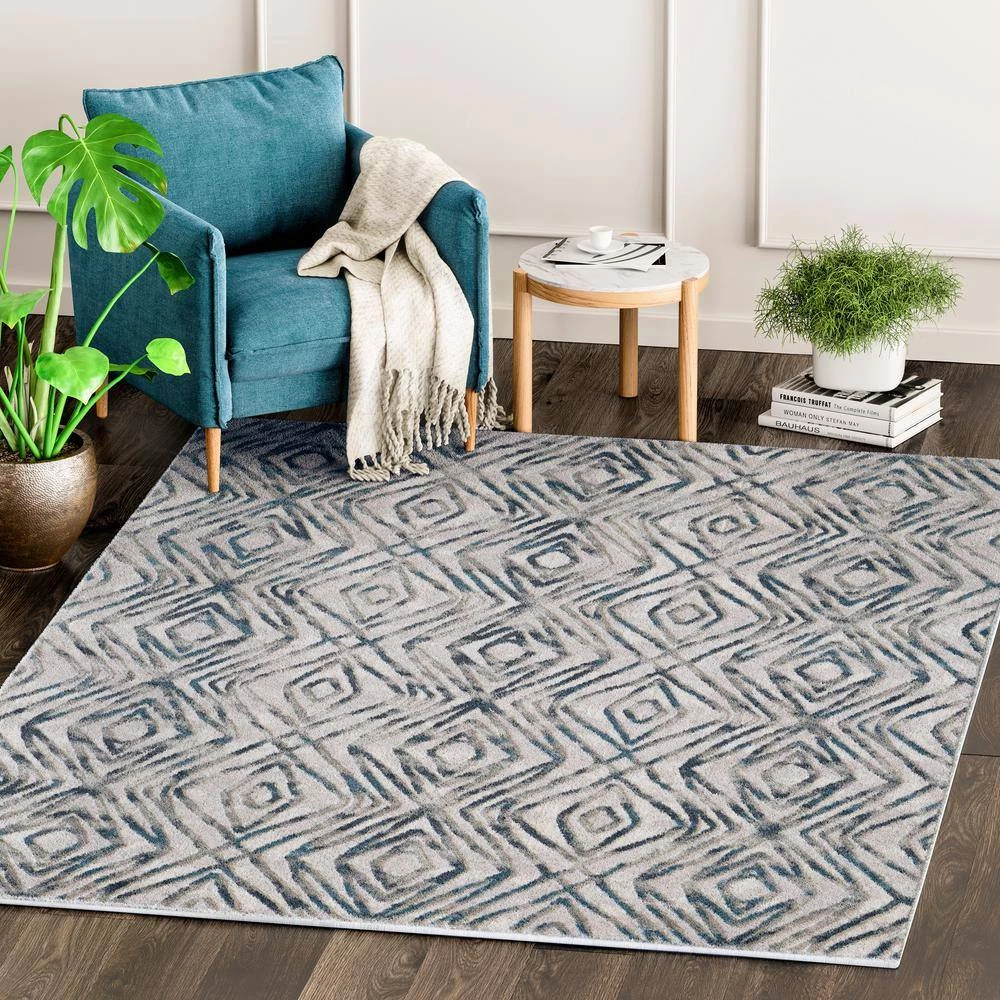 Vista Grey 5.3 ft. x 7.6 ft. Abstract Polyester Area Rug by Abani 8 Vista Grey 5.3 ft. x 7.6 ft. Abstract Polyester Area Rug by Abani - Image 6
