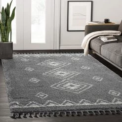Willow Grey 7 ft. 9 in. x 10 ft. 2 in. Shag Polypropylene Area Rug by Abani -Abani Sales grey abani area rugs wil220a 8 31 1000