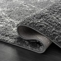 Willow Grey 5 ft. 3 ft. x 7 ft. 6 in. Shag Polypropylene Area Rug by Abani -Abani Sales grey abani area rugs wil230a 5 4f 1000