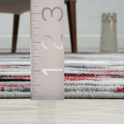 Porto Grey/Red 6 ft. x 9 ft. Abstract Polypropylene Area Rug by Abani -Abani Sales grey red abani area rugs prt140e 6 1f 1000