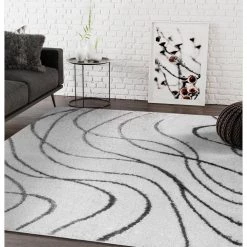 Abani Boston Ivory 6 ft. x 9 ft. Shag Polyester Area Rug 11 Abani Boston Ivory 6 ft. x 9 ft. Shag Polyester Area Rug -Abani Sales ivory abani area rugs bos100a 5 31 1000