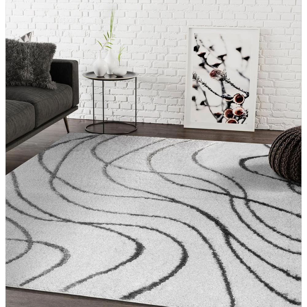 Abani Boston Ivory 6 ft. x 9 ft. Shag Polyester Area Rug 7 Abani Boston Ivory 6 ft. x 9 ft. Shag Polyester Area Rug - Image 5