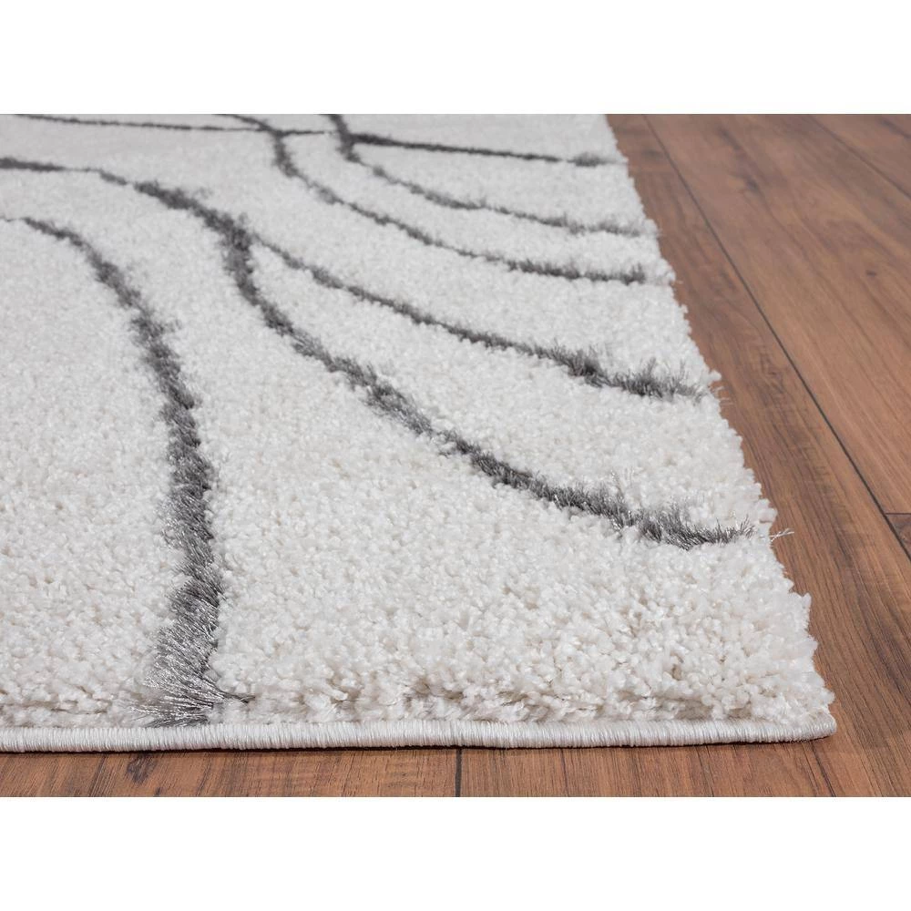 Abani Boston Ivory 6 ft. x 9 ft. Shag Polyester Area Rug 4 Abani Boston Ivory 6 ft. x 9 ft. Shag Polyester Area Rug - Image 2