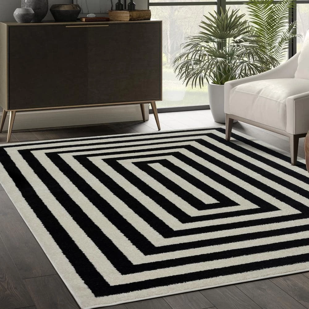 Casa Ivory 6 ft. x 9 ft. Abstract Polypropylene Area Rug by Abani 8 Casa Ivory 6 ft. x 9 ft. Abstract Polypropylene Area Rug by Abani - Image 6