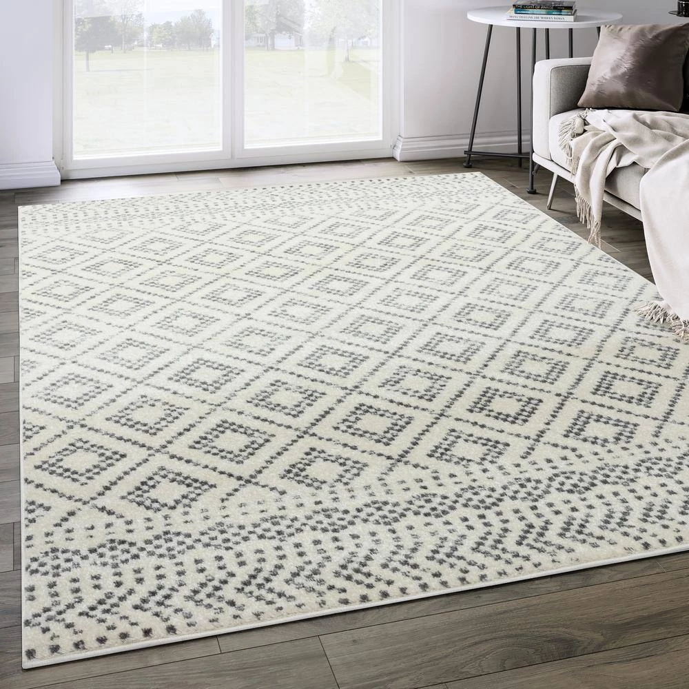 Casa Ivory 7 ft. 9 in. x 10 ft. 2 in. Geometric Polypropylene Area Rug by Abani 8 Casa Ivory 7 ft. 9 in. x 10 ft. 2 in. Geometric Polypropylene Area Rug by Abani - Image 6