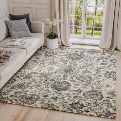 Lennox Ivory 5.3 ft. x 7.6 ft. Abstract Polypropylene Area Rug by Abani 12 Lennox Ivory 5.3 ft. x 7.6 ft. Abstract Polypropylene Area Rug by Abani -Abani Sales ivory abani area rugs lnx100c 5 31 1000