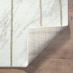 Luna Ivory 6 ft. x 9 ft. Striped Polyester Area Rug by Abani -Abani Sales ivory abani area rugs lun300a 6 fa 1000