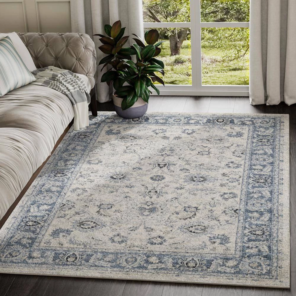 Troy Ivory 5.3 ft. x 7.6 ft. Oriental Polypropylene Area Rug by Abani 8 Troy Ivory 5.3 ft. x 7.6 ft. Oriental Polypropylene Area Rug by Abani - Image 6