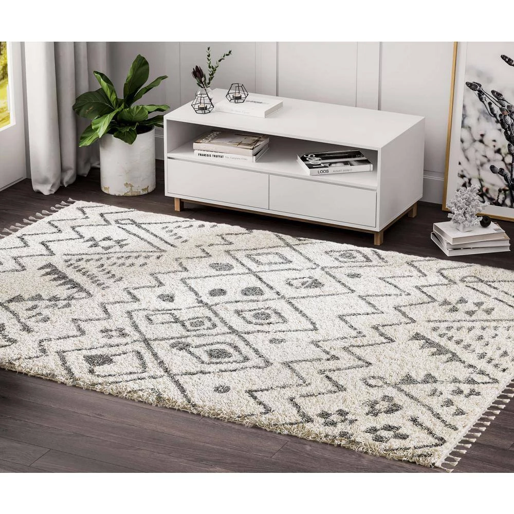 Willow Ivory 7.9 ft. x 10.2 ft. Moroccan Polypropylene Area Rug by Abani 9 Willow Ivory 7.9 ft. x 10.2 ft. Moroccan Polypropylene Area Rug by Abani - Image 7