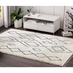 Willow Ivory 5 ft. 3 ft. x 7 ft. 6 in. Moroccan Polypropylene Area Rug by Abani -Abani Sales ivory abani area rugs wil130a 5 44 1000
