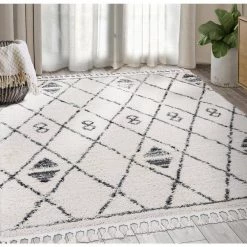Willow Ivory 7 ft. 9 in. x 10 ft. 2 in. Shag Polypropylene Area Rug by Abani -Abani Sales ivory abani area rugs wil160a 8 31 1000