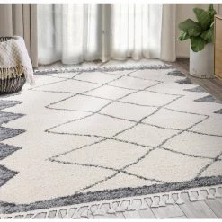 Willow Ivory 7 ft. 9 in. x 10 ft. 2 in. Shag Polypropylene Area Rug by Abani -Abani Sales ivory abani area rugs wil170a 8 31 1000