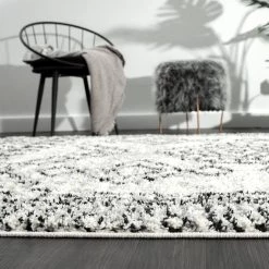 Willow Ivory 5 ft. 3 ft. x 7 ft. 6 in. Shag Polypropylene Area Rug by Abani -Abani Sales ivory abani area rugs wil180a 5 fa 1000