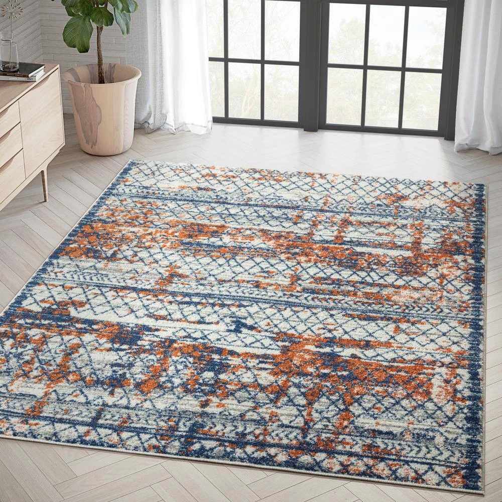 Casa Multi 6 ft. x 9 ft. Distressed Polypropylene Area Rug by Abani 10 Casa Multi 6 ft. x 9 ft. Distressed Polypropylene Area Rug by Abani - Image 8