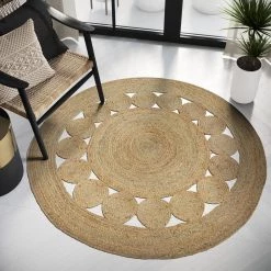 Jute Natural 6 ft. Round Abstract Jute Area Rug by Abani -Abani Sales natural abani area rugs jut190a 6r 31 1000