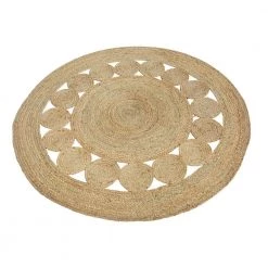 Jute Natural 6 ft. Round Abstract Jute Area Rug by Abani -Abani Sales natural abani area rugs jut190a 6r 4f 1000