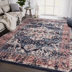 Babylon Navy 4 ft. x 6 ft. Oriental Polypropylene Area Rug by Abani -Abani Sales navy abani area rugs byl100a 4 31 1000