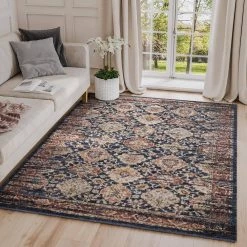 Babylon Navy 5 ft. 3 in. x 7 ft. 6 in. Oriental Polypropylene Area Rug by Abani -Abani Sales navy abani area rugs byl140a 5 31 1000