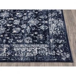 Troy Navy 5 ft. 3 ft. x 7 ft. 6 in. Oriental Polypropylene Area Rug by Abani -Abani Sales navy abani area rugs try120a 5 40 1000