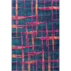 Malibu Navy Blue 7.9 ft. x 10.2 ft. Striped Polypropylene Area Rug by Abani